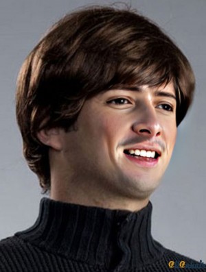 Synthetic Brown Capless Straight Short Wig For Sale Man
