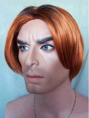 Lace Front Auburn 8 inch Straight Synthetic Nature Looking Mans Wigs