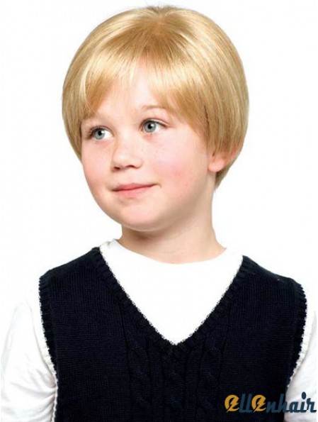 Straight Short Blonde Synthetic Lace Front Kids Wigs