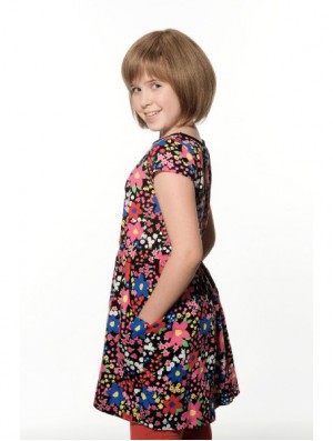Straight Chin Length Brown Remy Human Hair 100% Hand-tied Kids Wigs