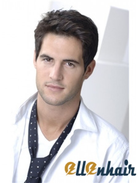 100% Hand Tied Remy Human Brown Short Wigs For Men London