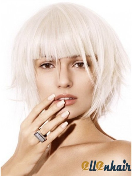 Bob Wig Fashion Platinum Capless Wig UK New 10 Inch