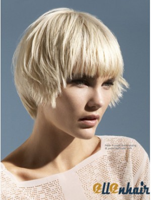Platinum Blonde Wig Fashion Boycuts Wig Short Monofilament Wig UK