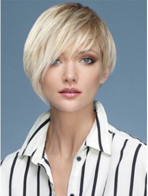 Capless Boycuts Short Straight 10 inch Platinum Blonde Sassy Fashion Wigs
