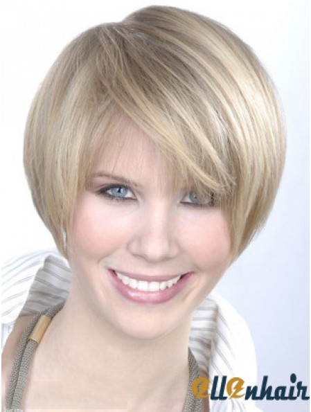 Monofilament Grey Short Straight 8 inch Platinum Blonde Gorgeous Fashion Wigs