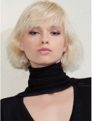 Capless Bobs Chin Length Wavy 12 inch Platinum Blonde New Fashion Wigs