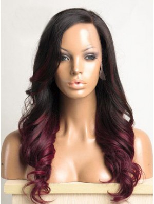 Long Ombre/2 Tone Wavy Without Bangs Ideal African American Wigs