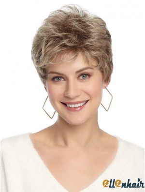Synthetic Affordable Cropped Wavy Grey Wigs