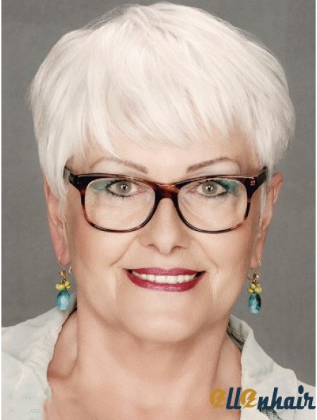 Straight Capless 8 inch Incredible Short Grey Wigs