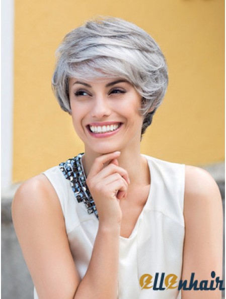 Wavy Lace Front 8 inch Top Short Grey Wigs