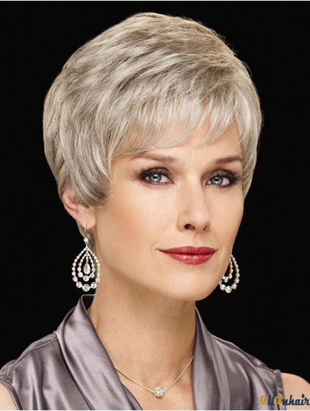 Perfect Short Wavy 6 inch Synthetic Grey Wigs