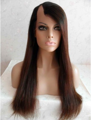 U Part Wig Long Straight Wig Lace Front Auburn Color Wig UK