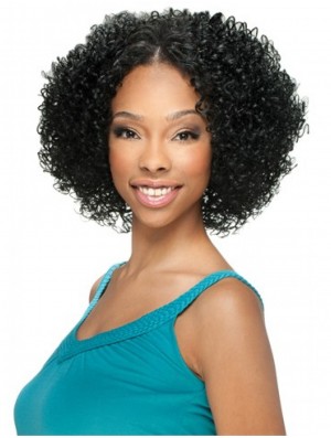 U Part Wigs With Lace Front Chin Length Curly Style