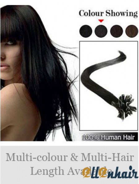 Black Straight Sleek Nail/U Tip Hair Extensions