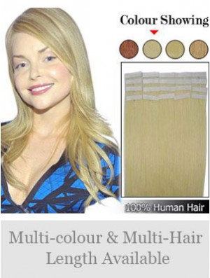 Blonde Straight Fashionable Remy Human Hair Tape In Hair Extensions