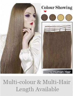 Brown Straight Exquisite Remy Human Hair Tape In Hair Extensions
