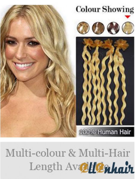 Blonde Curly Great Nail/U Tip Hair Extensions