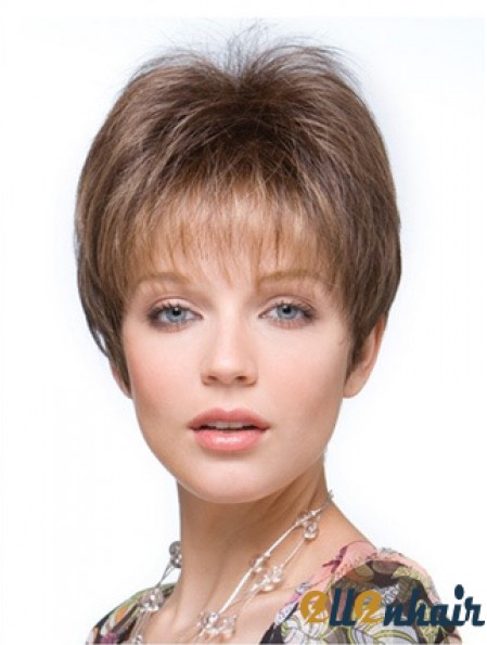 Falls Hairpieces Straight Style Brown Color Cropped Length
