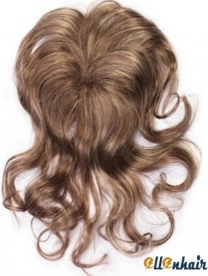 14 inch Clip In Hairpieces Hair Topper Wavy Style Brown Color