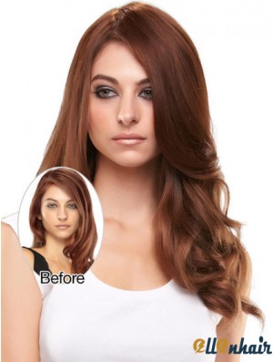 Sassy Auburn Wavy Remy Human Hair Clip In Hair Toppers Hairpieces